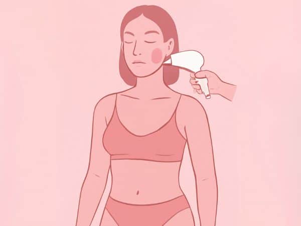 disegno di una ragazza che fa trattamento laser su viso