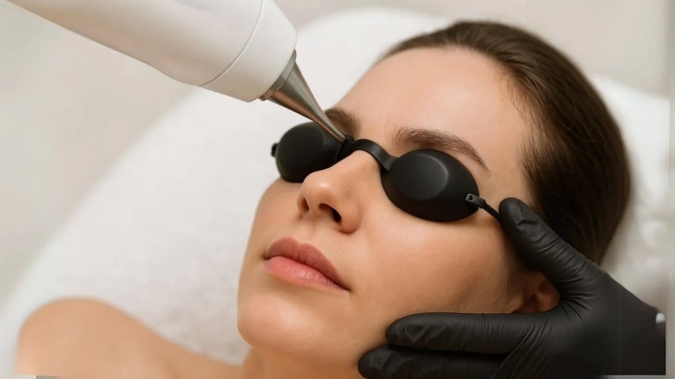 epilazione laser sopracciglia su donna