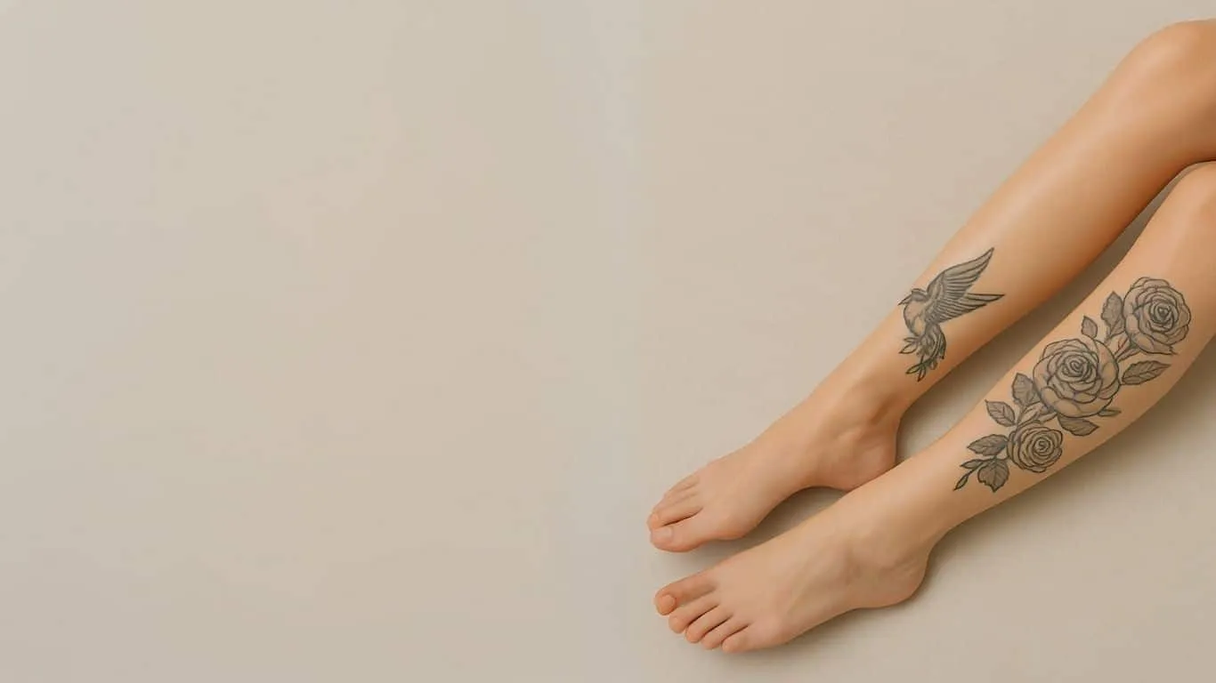 gambe epilate con laser e tatuate