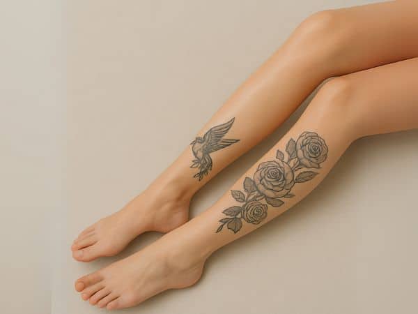 gambe epilate e tatuate