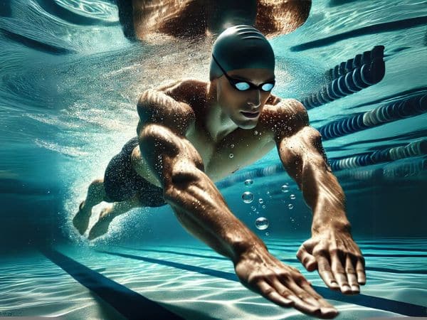 nuotatore depilato in piscina